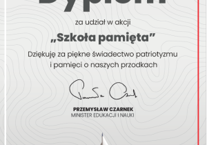 Dyplom "Szkoła pamieta"
