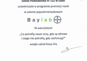 Certyfikat Baylab
