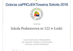 Certyfikat "Dobrze zaprojektowana szkoła"