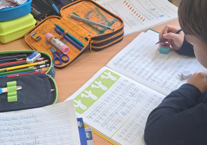 Uczniowie pracują w ćwiczeniach