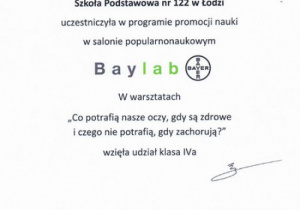 Certyfikat Baylab